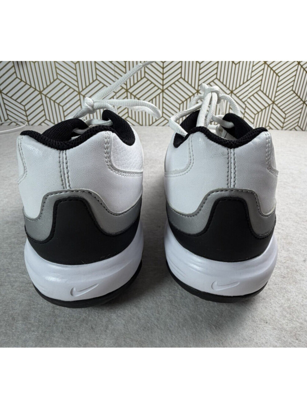 NIKE Power Channel TAC Golf Shoe Mens Size 8.5W EE Soft Spike Black White Black - Picture 3 of 11